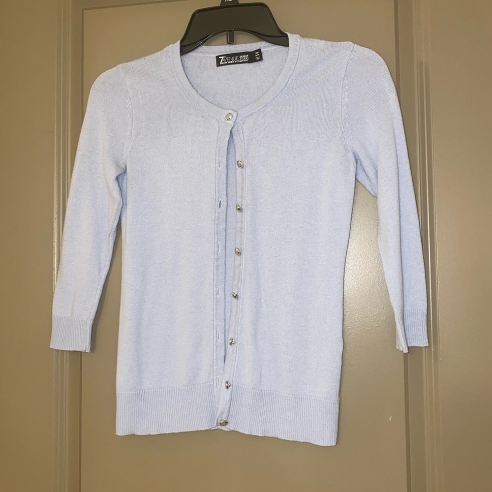 NY&Co Light Blue 3 Quarter Sleeve Cardigan Size XXS Petite